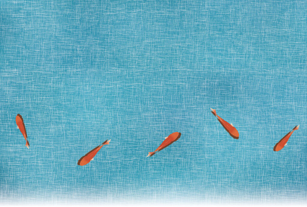 Goldfish hot summer summer Japanese paper background - Vector, Image