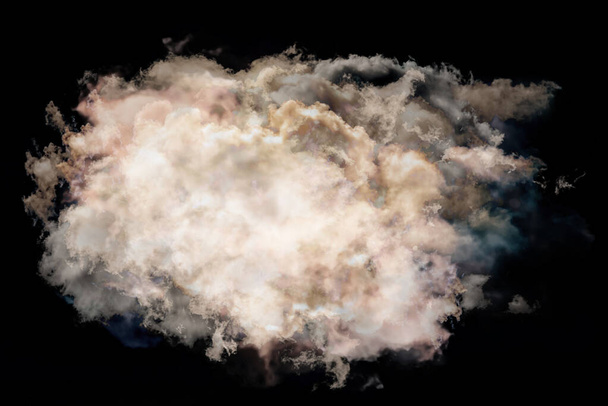 Siyah arkaplanda tek bir beyaz gün batımı bulutu var. Fotoğraflarınıza gökyüzü eklemek için şablon - sadece yıldırım karıştırma moduna bulut ekle. - Fotoğraf, Görsel