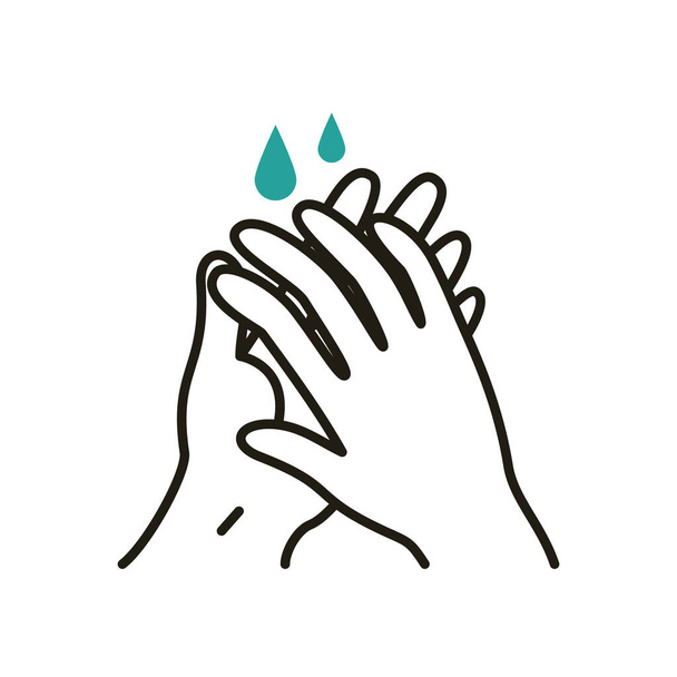 Hands washing with drops half line half color style icon vector design - Vector, Image