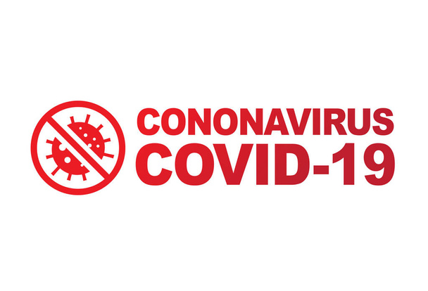 Gradyan kırmızı standart kelimeler. Koronavirüs, covid-19. - Vektör, Görsel