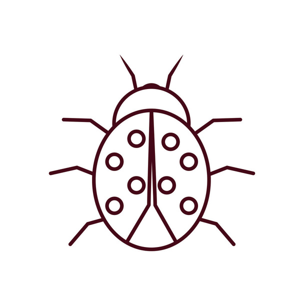 mariquita insecto icono, estilo de línea - Vector, imagen