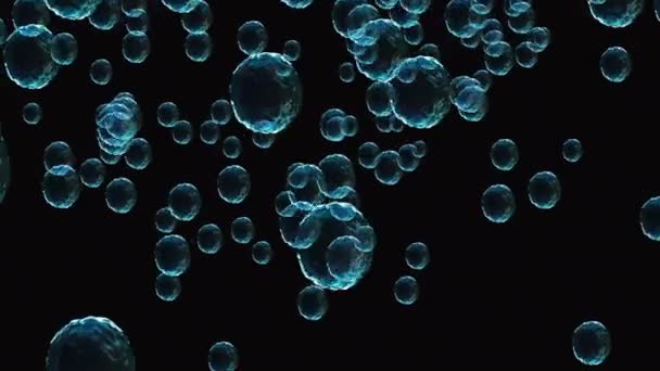 Coronavirus, Covid-19 vaccins. Coronavirus vaccin achtergrondbeelden. Desinfectie Bubbles gel. Zwevende cellen van covid 19 vaccinpillen in het organisme van de mens. Coronaviruscel op zwarte achtergrond. - Video