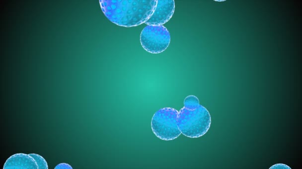 Coronavirus Covid-19 Infectado vírus 2019-ncov pneumonia no sangue. Modelo realista de vírus médico. Animação de coronavírus. Microrganismos, bactérias patogénicas. Partículas. Modelos de células do vírus da gripe. - Filmagem, Vídeo