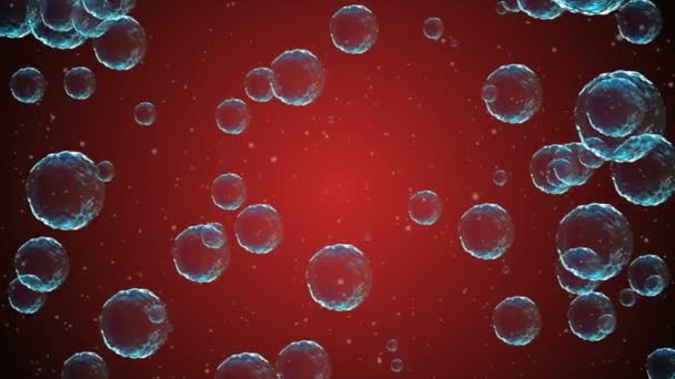 Coronavirus, Covid-19-Impfstoffe. Coronavirus-Impfstoff Hintergrundmaterial. Desinfektionsblasen Gel. Schwimmende Zellen von covid 19 Impfstoffpillen im Organismus des Menschen. Coronavirus-Zelle auf schwarzem Hintergrund. - Filmmaterial, Video