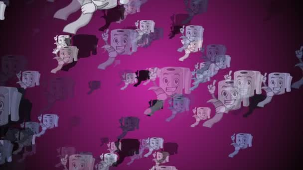 Toilet Roll ilustração animação de fundo. Papel higiênico emoji sorri, personagens.Durante a pandemia de coronavírus e pânico as pessoas compram papel higiênico
. - Filmagem, Vídeo
