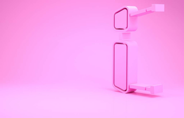 Icône miroir côté camion rose isolé sur fond rose. Concept de minimalisme. Illustration 3D rendu 3D
 - Photo, image