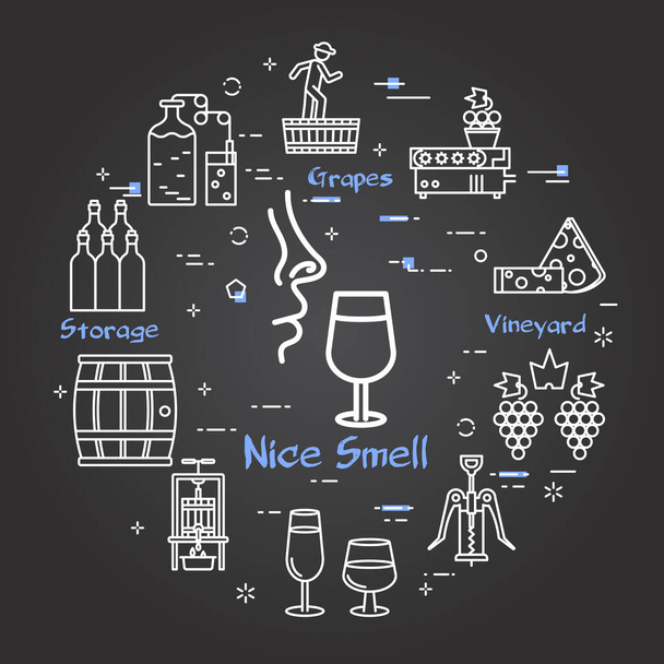 Векторный чёрный круглый баннер концепции Nice Smell
 - Вектор,изображение