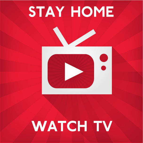 Blijf thuis en kijk tv. Corona viruspreventie. Home Quarantaine vector ontwerp - Foto, afbeelding