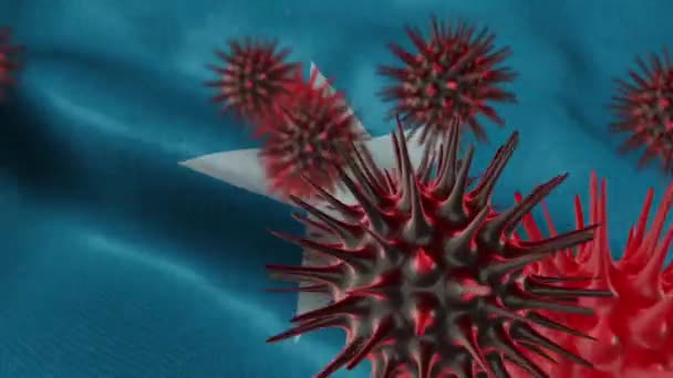 Sallanan Somali Bayrağında 3 Boyutlu Coronavirüs Hastalığı - Video, Çekim