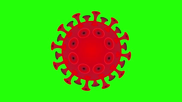 écran vert, le symbole du virus de la couronne seul tourne, animation graphique à mouvement plat en 2 dimensions. boucle
 - Séquence, vidéo