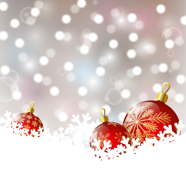 kerstmis achtergrond met rode ballen - Vector, afbeelding
