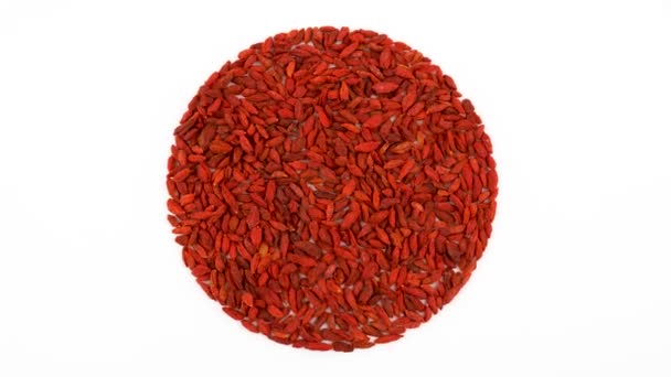 circle shaped heap of organic dried goji berries  - Footage, Video