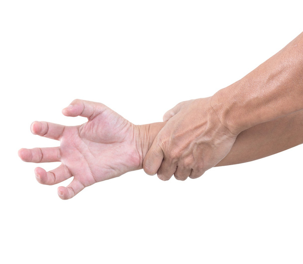Mão dobrada isolado em fundo branco, com caminho de recorte
 - Foto, Imagem
