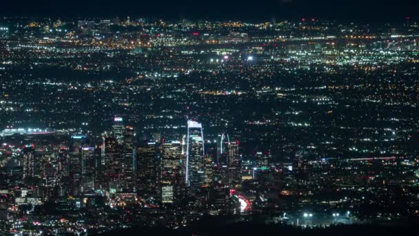 Los Angeles Downtown to LAX Airport Inglewood Ultra Telephoto Night Time Lapse California USA - Záběry, video