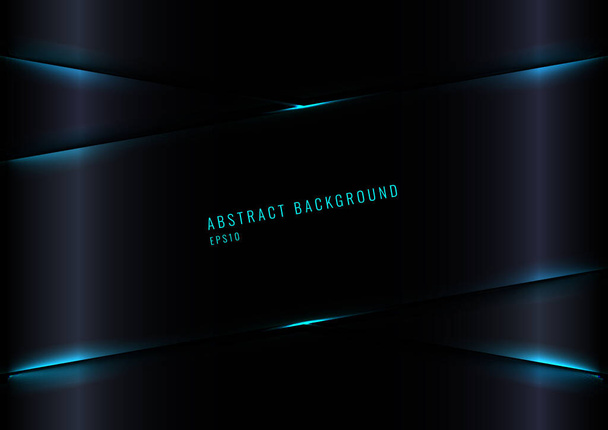 Moderne schwarze Hochglanz-Farbverlauf Hintergrund mit blauer Laser-Lichteffekt. Vektorillustration - Vektor, Bild