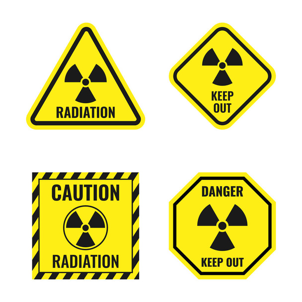 radiation risk icon set, radioactive hazard signs - Vector, Image