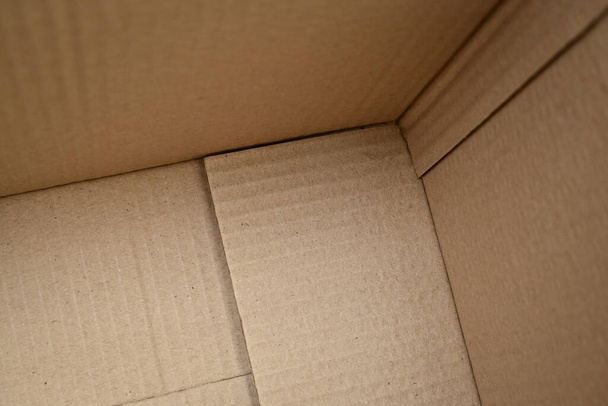 empty inside brown paper box carton package open packing - Photo, Image