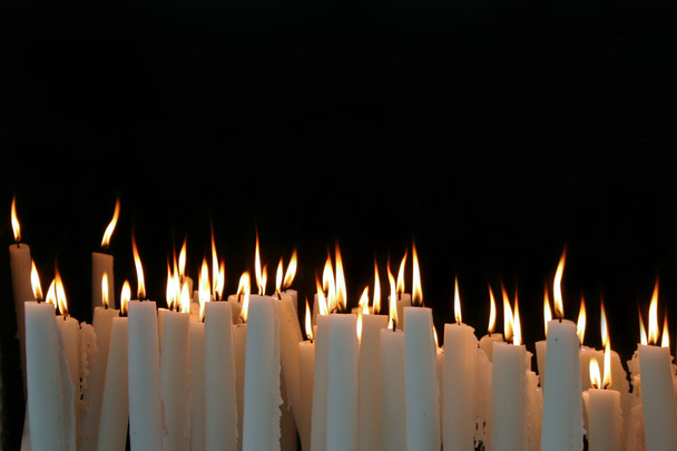 White Candle flames with black background - Photo, Image