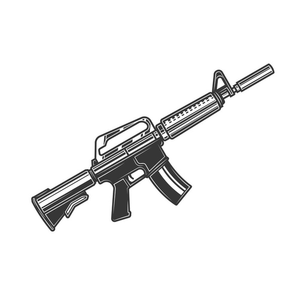 Original outline illustration of automatic weapon. - Vector, imagen