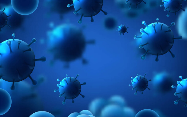 ковід-19, спалах коронавірусу, вірус, що плаває в клітинному середовищі. Векторна ілюстрація
 - Вектор, зображення