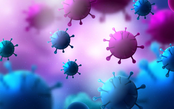 Mikroskopischer Blick auf Coronavirus, einen Erreger, der die Atemwege angreift. Vektorillustration - Vektor, Bild