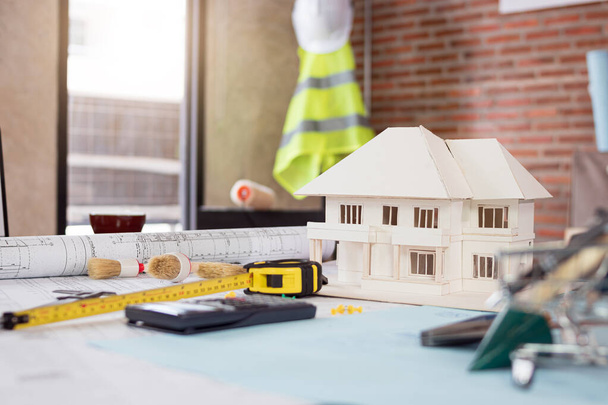 Close up architectural model on architect desk - Photo, Image