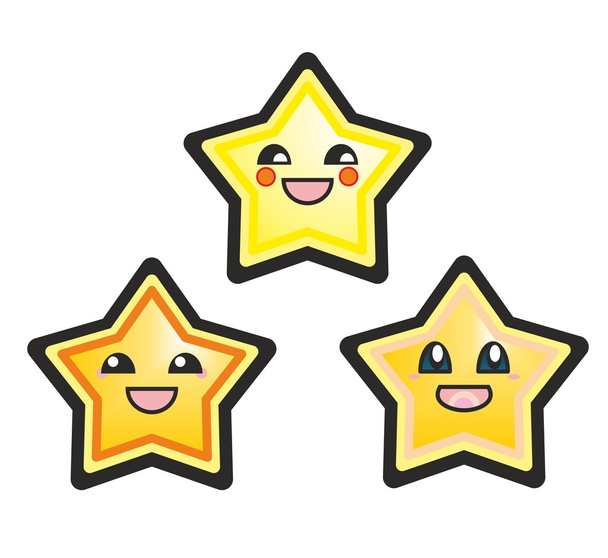 Estrelas de mangá japonesas ilustração vetorial desenhada à mão isolada no fundo branco
. - Vetor, Imagem