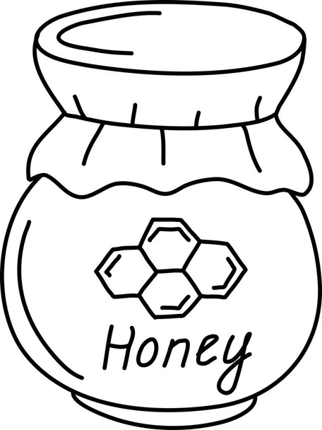 Χειροποίητο βάζο με μέλι σε στυλ Doodle. Εικονογράφηση διανύσματος του άλατος - Διάνυσμα, εικόνα