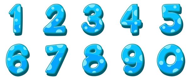 Font design for numbers one to zero on white background illustration - Vector, Image