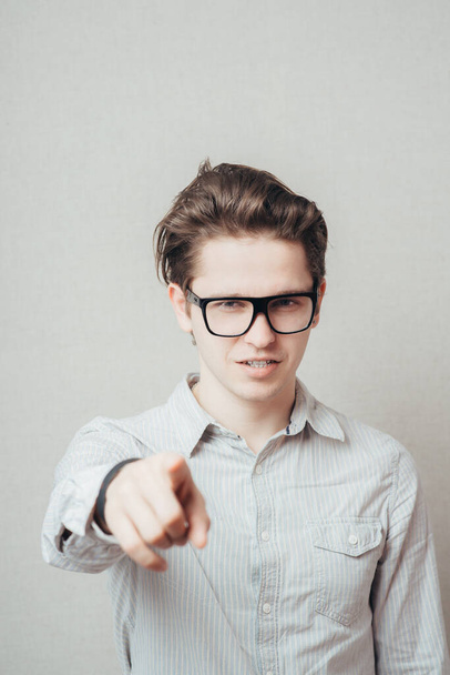 picture of attractive businessman in glasses pointing his finger - Valokuva, kuva