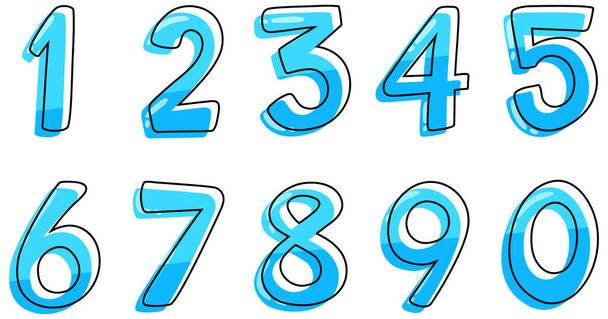 Conception de police pour les nombres un à zéro sur l'illustration de fond blanc
 - Vecteur, image
