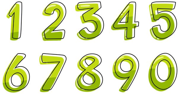 Diseño de fuente para números uno a cero en la ilustración de fondo blanco
 - Vector, Imagen
