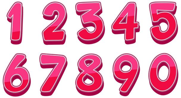 Дизайн шрифту для чисел від одного до нуля на білому тлі ілюстрації
 - Вектор, зображення