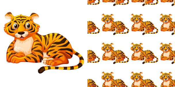 Saumaton tausta suunnittelu söpö tiikeri kuva - Vektori, kuva