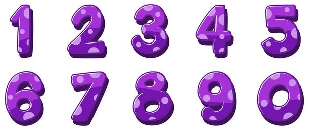Font design for numbers one to zero on white background illustration - Vector, Imagen