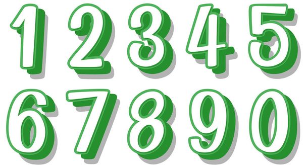 Дизайн шрифта для чисел от 1 до 0 на белом фоне иллюстрации
 - Вектор,изображение