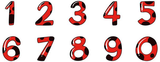 Дизайн шрифта для чисел от 1 до 0 на белом фоне иллюстрации
 - Вектор,изображение