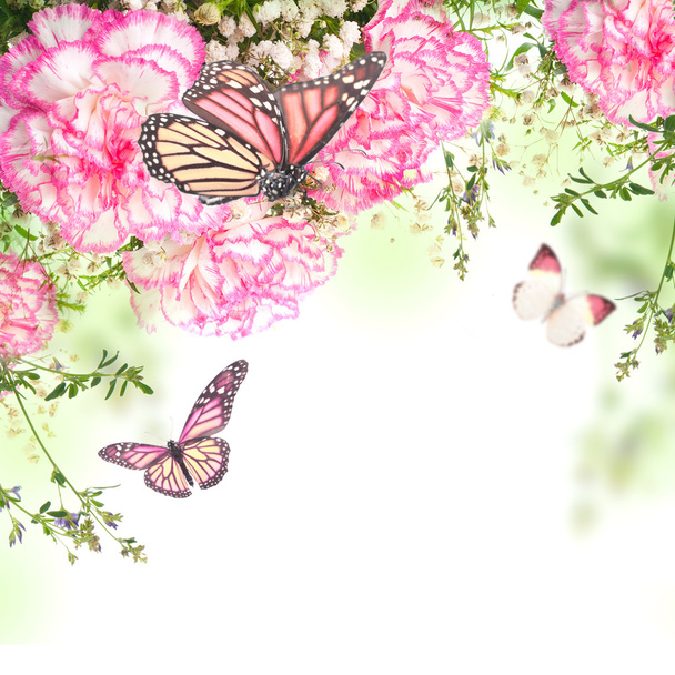 Bouquet of pink roses and butterfly - Photo, image