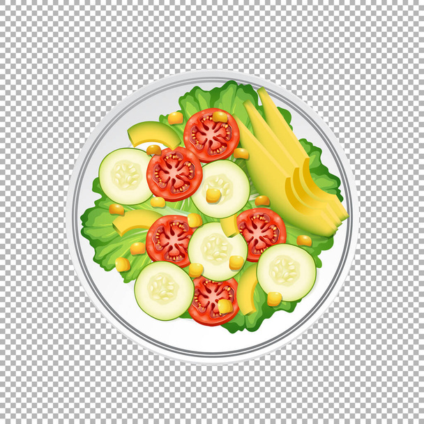 Bowl of green salad on transparent background illustration - Vector, Image