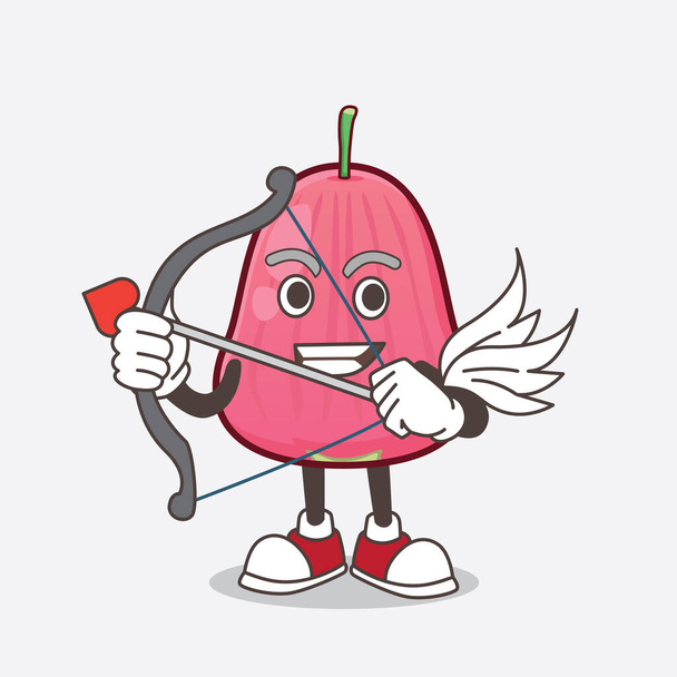 Изображение персонажа карикатурного талисмана Java Apple Купидона со стрелками и крыльями
 - Вектор,изображение