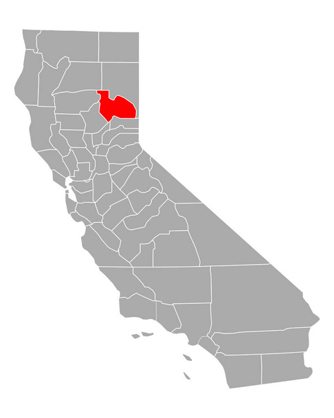 Kaliforniya 'daki Plumas Haritası - Vektör, Görsel
