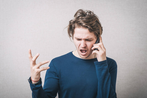 Angry business man screaming on cell mobile phone, conversation - Photo, Image