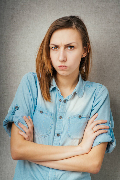 angry woman. isolated on gray background - Photo, Image