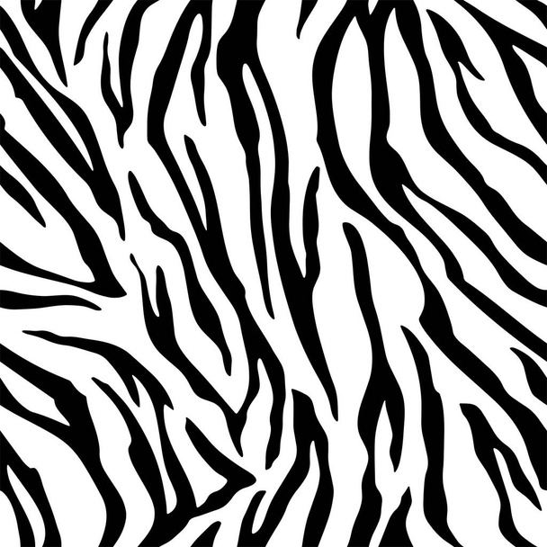 Pełna bezszwowa tapeta do zebry i pasków tygrysa zwierzęcy wzór skóry. Czarno-biały wzór do druku tkanin. Modne i dopasowane do domu. - Wektor, obraz