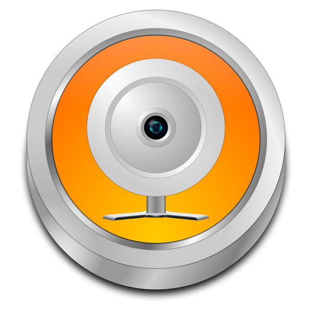 ウェブカメラ付きオレンジボタン- 3Dイラスト - 写真・画像