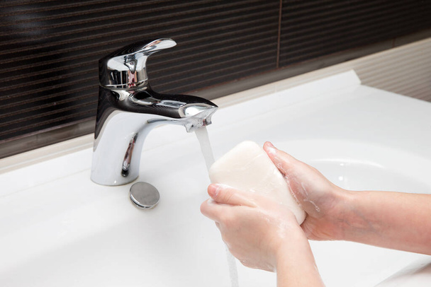 Washing hands for corona virus prevention. Stop spreading coronavirus. - Valokuva, kuva