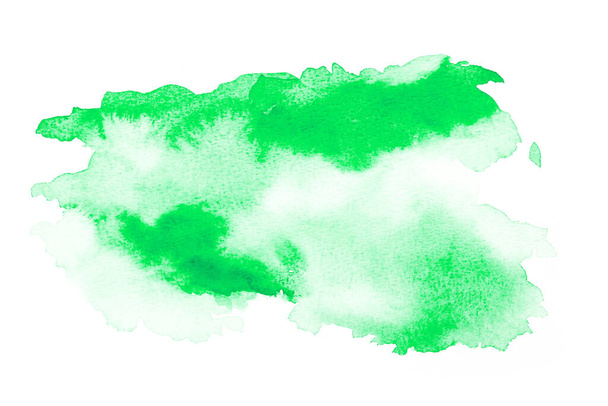 Acquerello verde su sfondo bianco. Elemento di design astratto - Foto, immagini