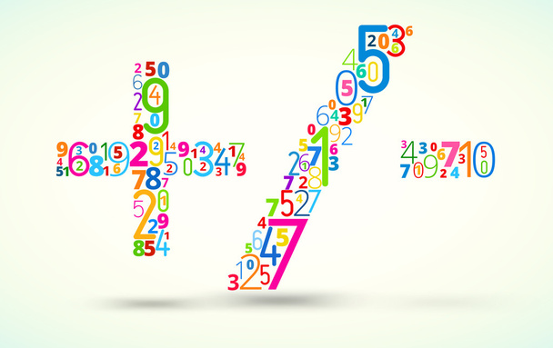 Math operands, colored vector font from numbers - Vettoriali, immagini