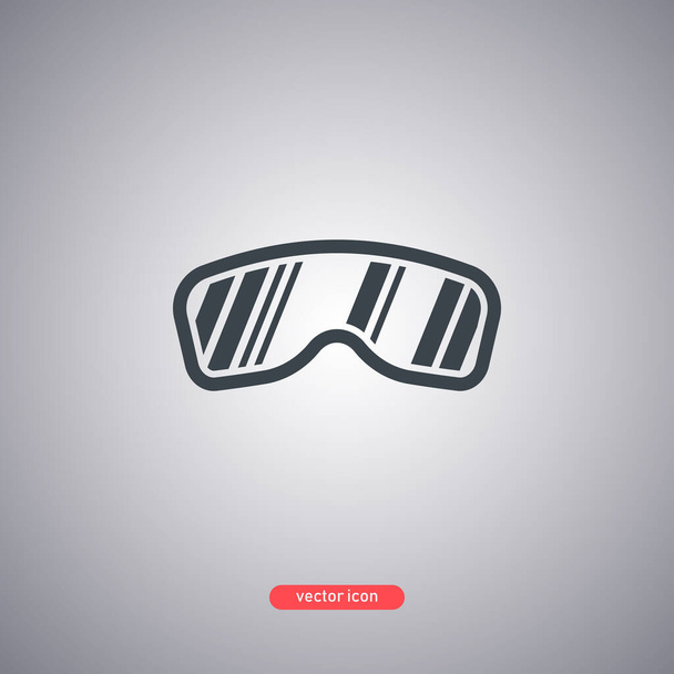 Ícone de óculos de snowboard isolado em um fundo cinza. Símbolo preto em um estilo plano
.  - Vetor, Imagem