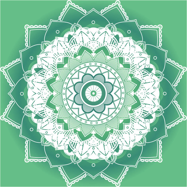Mandala patterns on green background illustration - Vector, Image